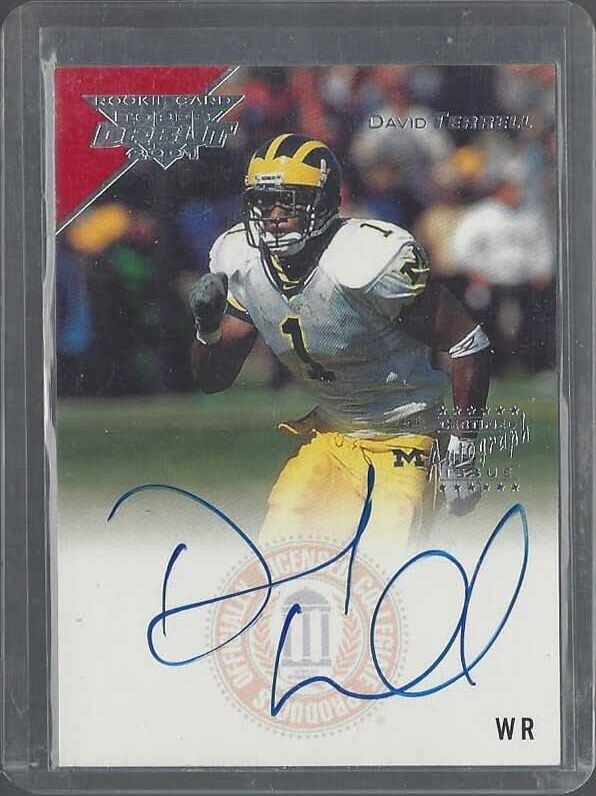 DAVID TERRELL 2001 TOPPS DEBUT MICHIGAN ON CARD ROOKIE AUTO RC #107