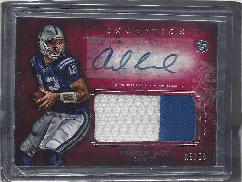 ANDREW LUCK 2012 TOPPS INCEPTION RED RPA COLTS ROOKIE PATCH AUTO RC #D 8/25