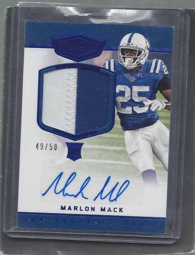 MARLON MACK 2017 PLATES & PATCHES BLUE RPA ROOKIE PATCH AUTO RC #D 49/50