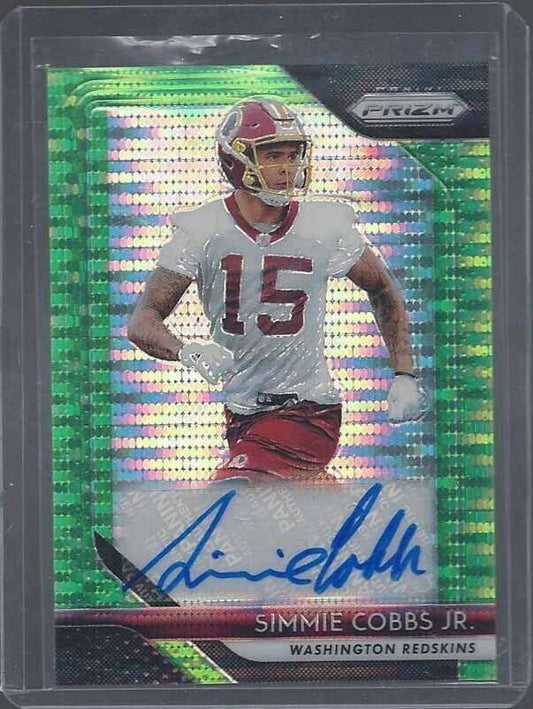 SIMMIE COBBS JR. 2018 PANINI PRIZM GREEN PULSAR WASHINGTON REDSKINS AUTO RC