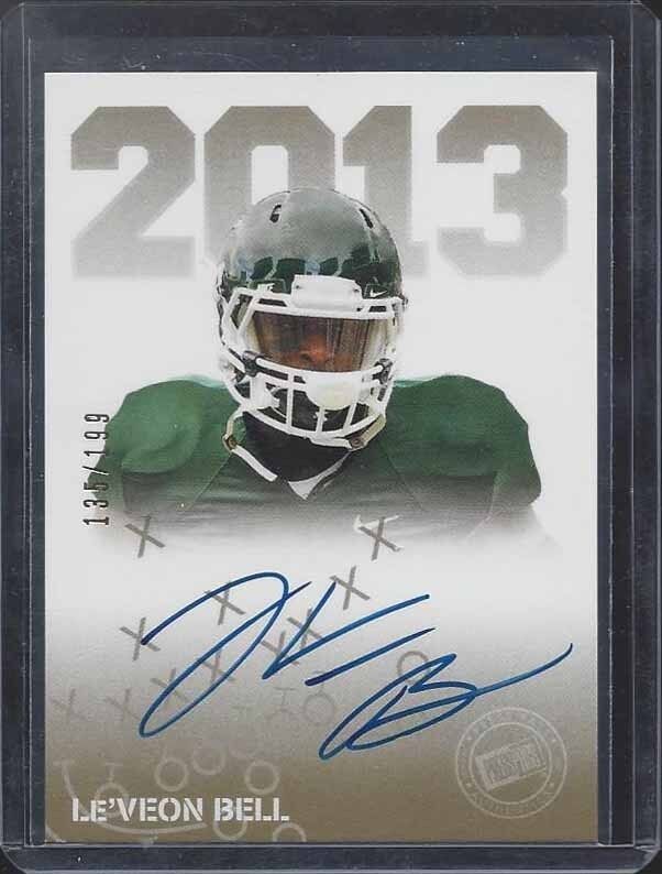 LE'VEON BELL 2013 PRESS PASS GOLD ON CARD ROOKIE AUTO RC #D 135/199