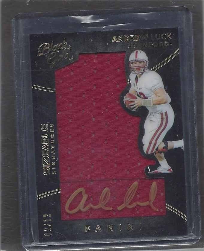 ANDREW LUCK 2016 PANINI BLACK GOLD SIZEABLE SIGNATURES JUMBO PATCH AUTO #D 2/12