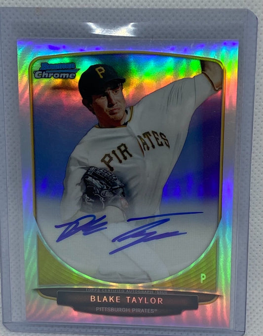 BLAKE TAYLOR 2013 TOPPS BOWMAN CHROME REFRACTOR ON CARD AUTO #BCA-BT