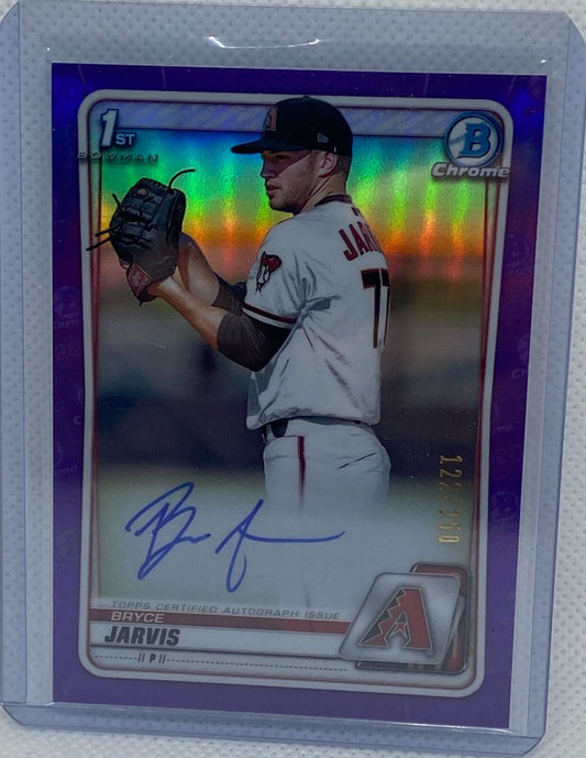 BRYCE JARVIS 2020 1ST BOWMAN CHROME PURPLE REFRACTOR ON CARD AUTO #D 122/250