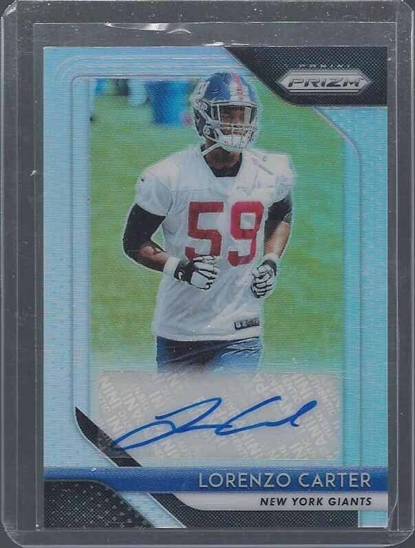 LORENZO CARTER 2018 PANINI PRIZM SILVER PRIZM NEW YORK GIANTS AUTO RC