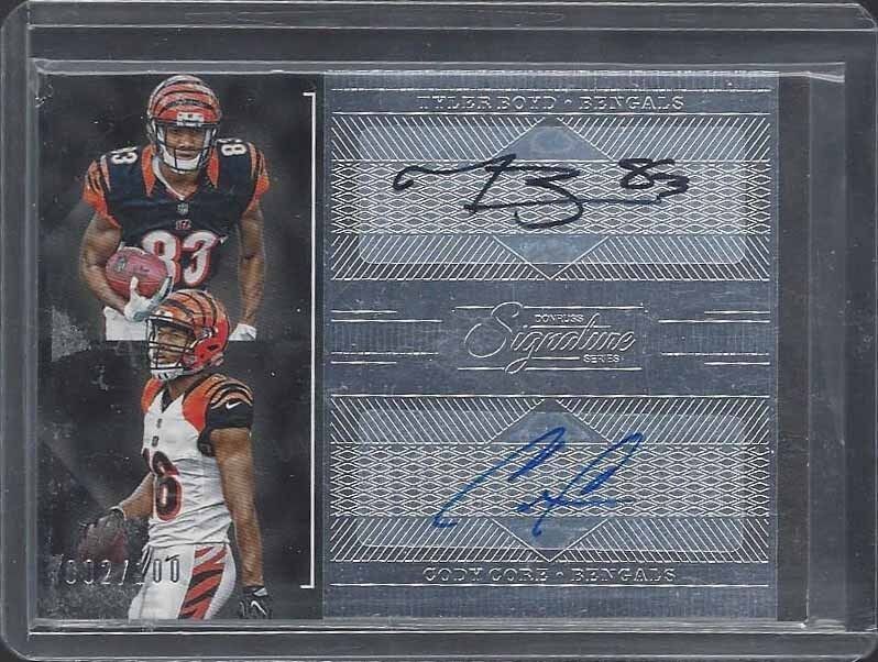 TYLER BOYD CODY CORE 2016 DONRUSS SIGNATURE SERIES DUAL BENGALS AUTO RC #D 2/100