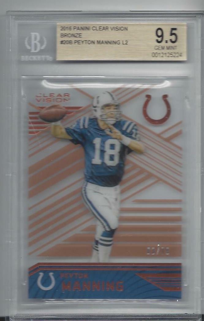 PEYTON MANNING 2016 PANINI CLEAR VISION BRONZE #D 63/79 BGS 9.5 GEM MINT POP 2