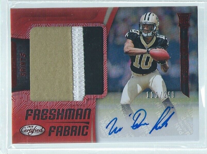 TRE'QUAN SMITH 2018 CERTIFIED FRESMAN FABRIC 3 COLOR PATCH AUTO RED RC #D /249