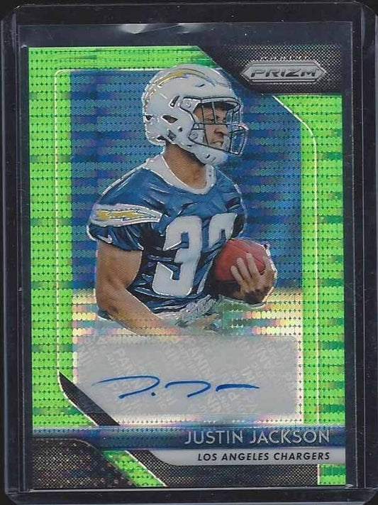 JUSTIN JACKSON 2018 PANINI PRIZM GREEN PULSAR LOS ANGELES CHARGERS AUTO RC