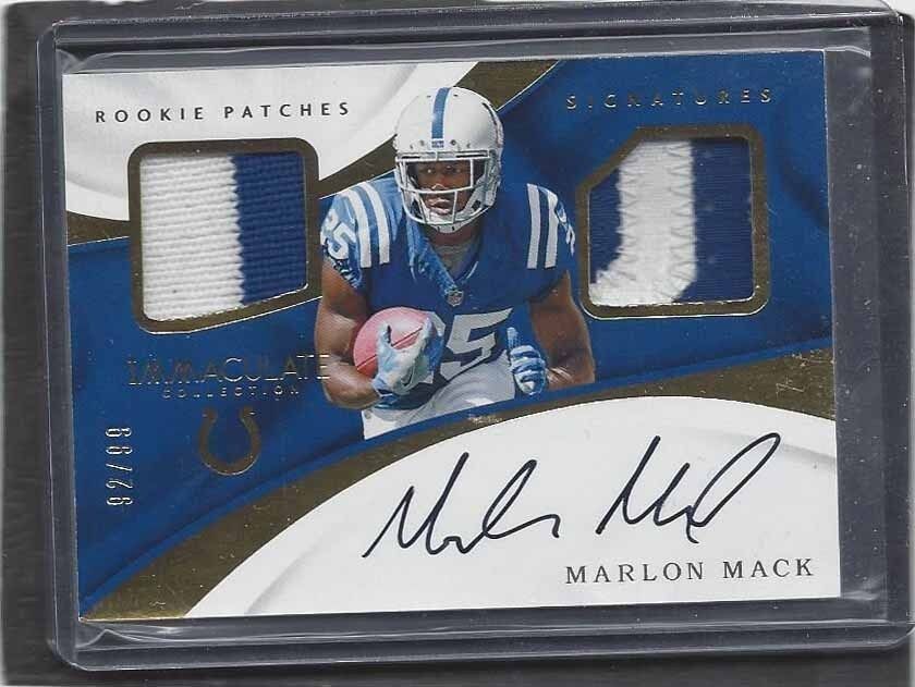 MARLON MACK 2017 IMMACULATE COLLECTION RPA DUAL ROOKIE PATCH AUTO RC #D 92/99