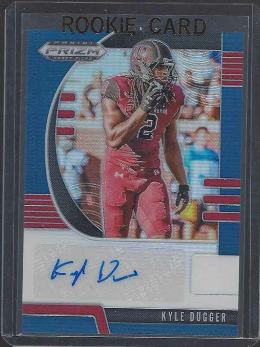 KYLE DUGGER 2020 PANINI PRIZM BLUE PRIZMS PATRIOTS ROOKIE AUTO RC #226