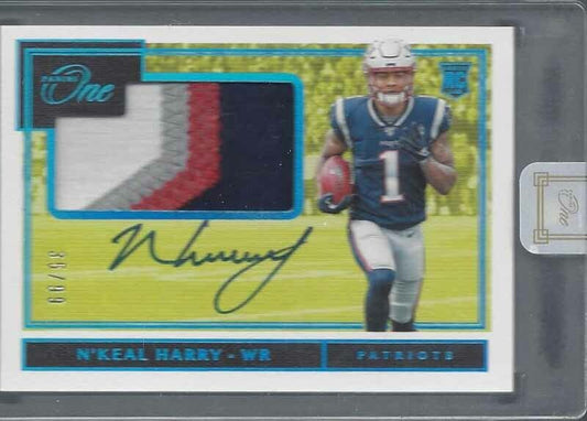 N'KEAL HARRY 2019 PANINI ONE PLATINUM RPA 4 COLOR PATCH ON CARD AUTO RC #D 35/99