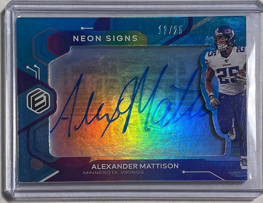 ALEXANDER MATTISON 2020 PANINI ELEMENTS NEON SIGNS ON CARD AUTO #D 13/25