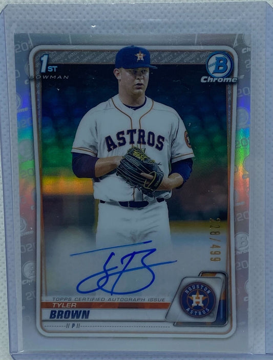TYLER BROWN 2020 TOPPS 1ST BOWMAN CHROME PROSPECTS REFRACTOR AUTO #D 228/499