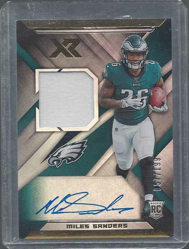MILES SANDERS 2019 PANINI XR ROOKIE JERSEY AUTO RC #D 57/199