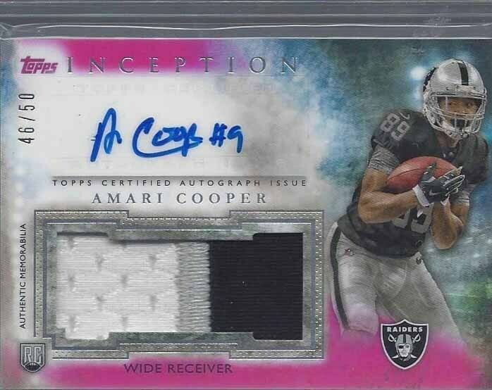 AMARI COOPER 2015 TOPPS INCEPTION PINK RPA ROOKIE PATCH AUTO RC #D 46/50