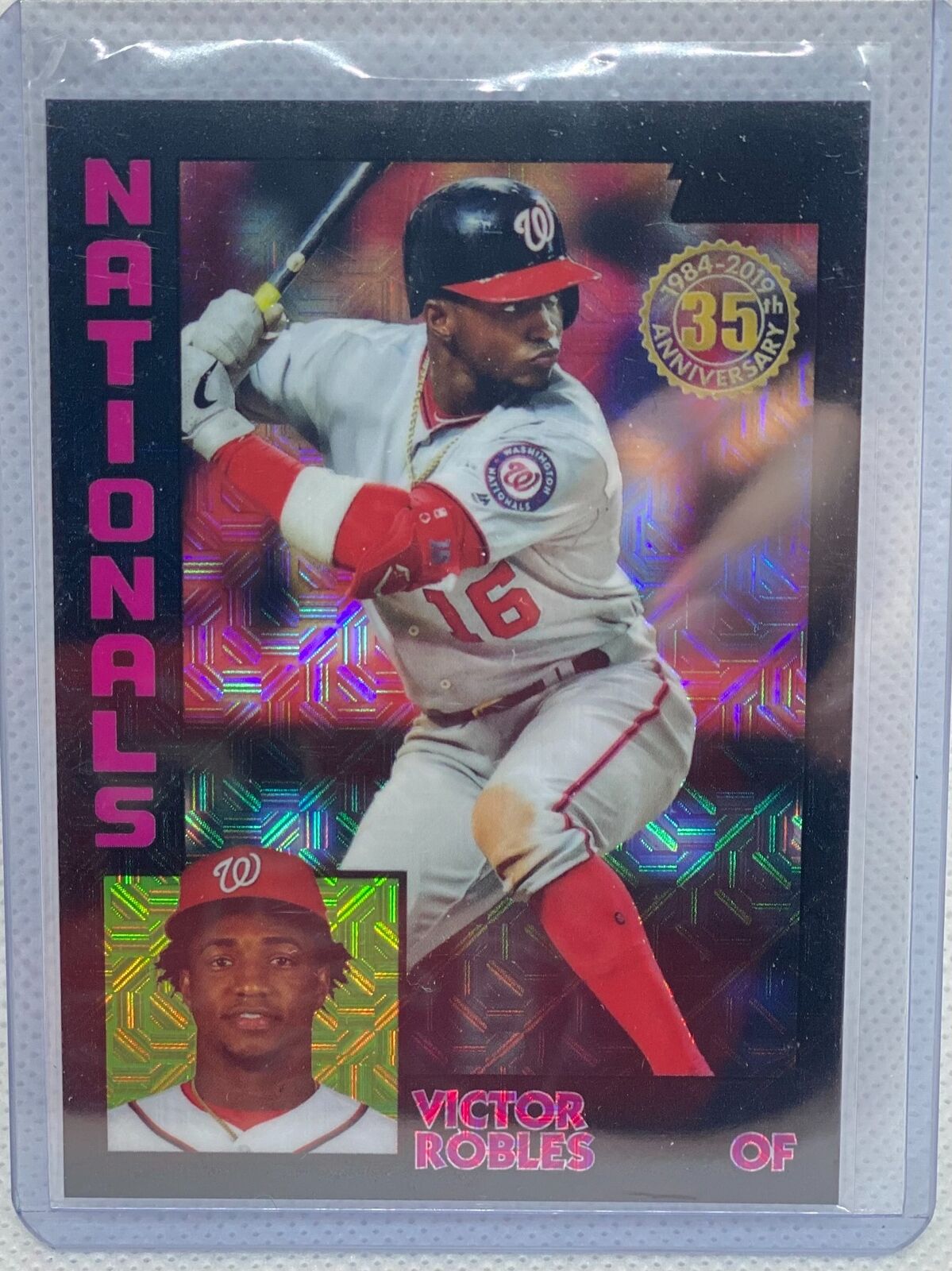 VICTOR ROBLES 2019 TOPPS CHROME SILVER PACK BLACK REFRACTOR #D 084/199