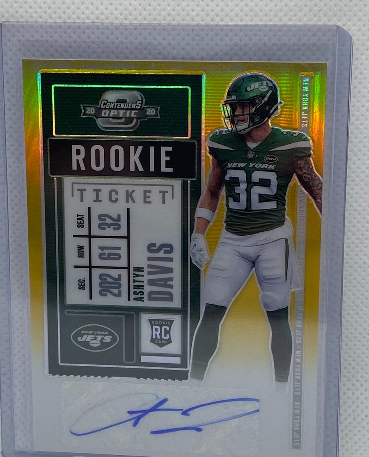 ASHTYN DAVIS 2020 PANINI CONTENDERS OPTIC ROOKIE TICKET GOLD PRIZM AUTO RC /10