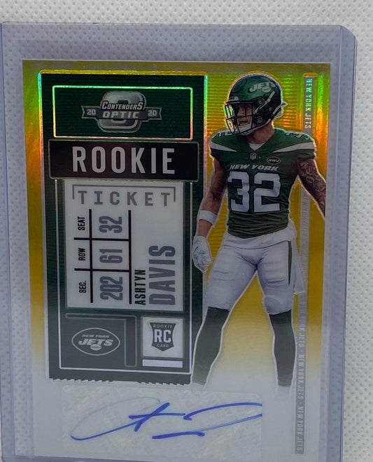 ASHTYN DAVIS 2020 PANINI CONTENDERS OPTIC ROOKIE TICKET GOLD PRIZM AUTO RC /10