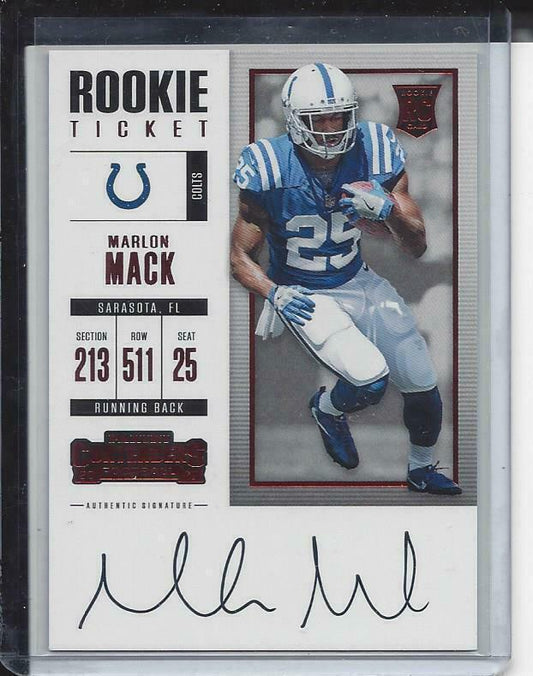 MARLON MACK 2017 CONTENDERS RED ZONE ROOKIE TICKET FOTL ON CARD AUTO RC SSP /20