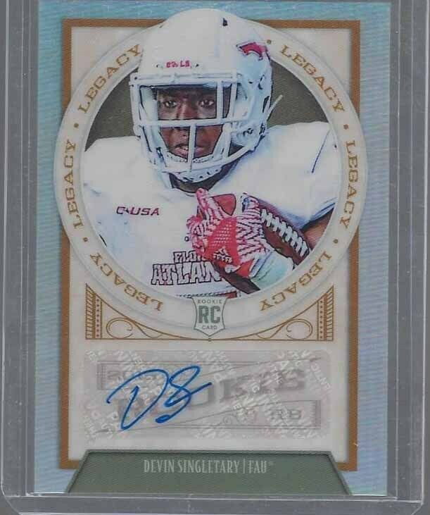 DEVIN SINGLETARY 2019 PANINI LEGACY HOLO REFRACTOR ROOKIE AUTO RC #159