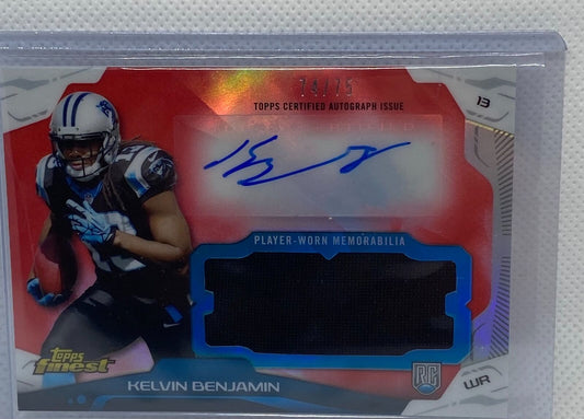 KELVIN BENJAMIN 2014 TOPPS FINEST JUMBO JERSEY RED REFRACTOR AUTO RC #D 74/75