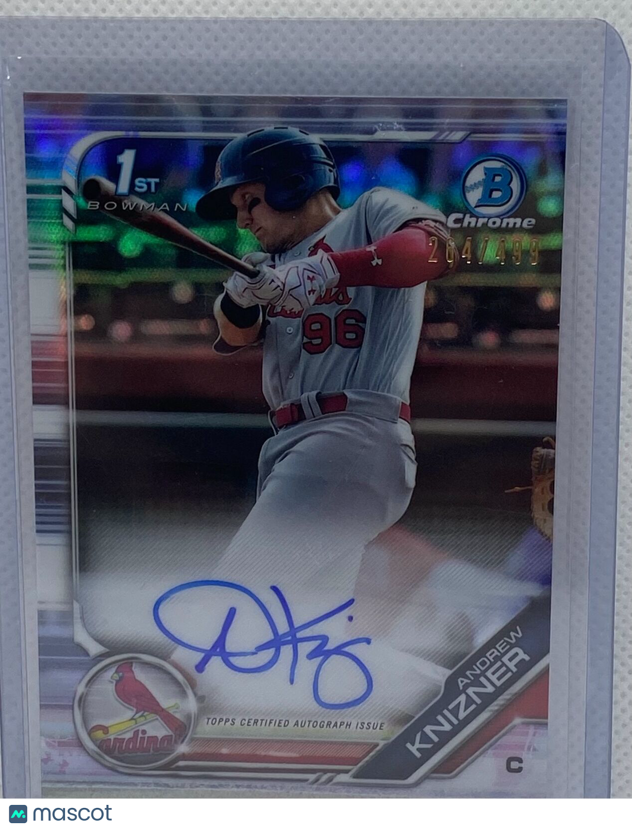 ANDREW KNIZNER 2019 TOPPS 1ST BOWMAN CHROME PROSPECTS REFRACTOR AUTO #D 264/499