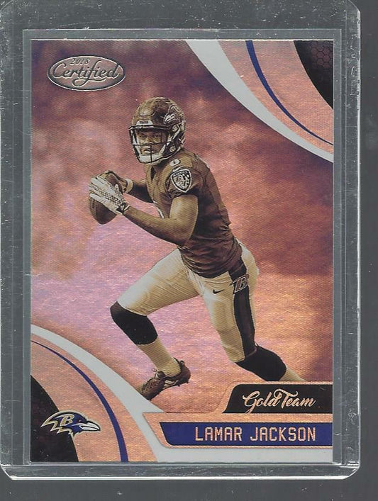LAMAR JACKSON 2018 CERTIFIED GOLD TEAM RAVENS ROOKIE RC