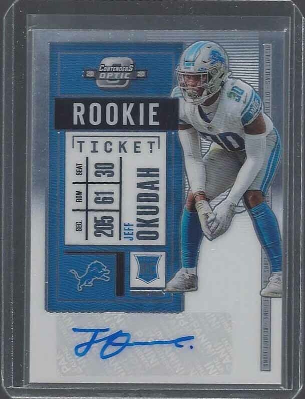 JEFF OKUDAH 2020 PANINI CONTENDERS OPTIC ROOKIE TICKET LIONS AUTO RC #143