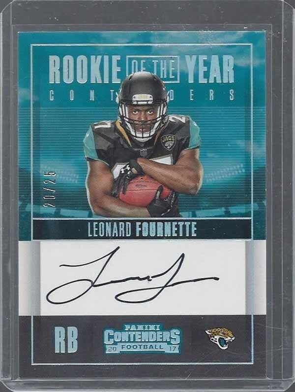 LEONARD FOURNETTE 2017 CONTENDERS ROOKIE OF THE YEAR ROY ON CARD AUTO RC #D /25