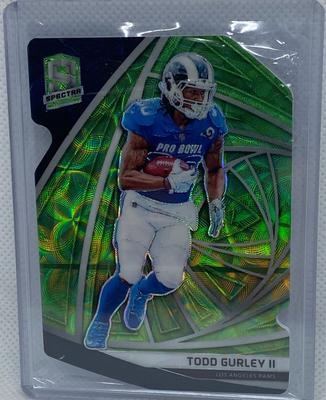 TODD GURLEY II 2019 PANINI SPECTRA NEON GREEN PRIZM DIE CUT #D 9/30