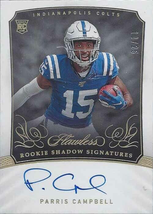PARRIS CAMPBELL 2019 FLAWLESS ROOKIE SHADOW SIGNATURES ON CARD AUTO RC #D 10/25