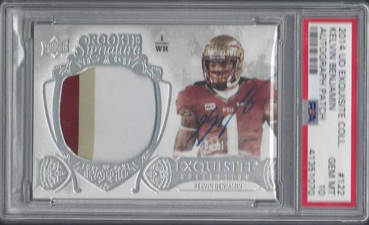 KELVIN BENJAMIN 2014 UD EXQUISITE RPA 3 CLR PATCH AUTO RC /110 PSA 10 GEM POP 3