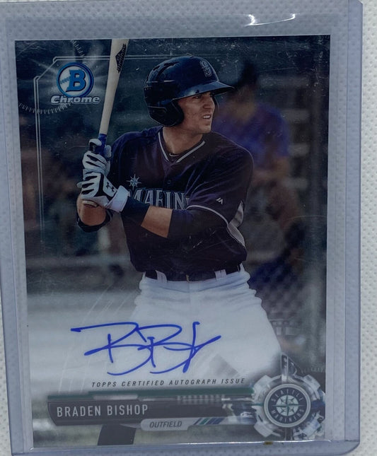 BRADEN BISHOP 2017 TOPPS BOWMAN CHROME ON CARD AUTO #CPA-BBI