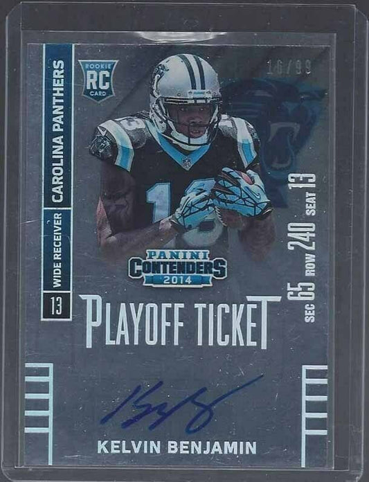 KELVIN BENJAMIN 2014 CONTENDERS PLAYOFF TICKET PANTHERS ON CARD AUTO RC #D 16/99