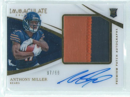 ANTHONY MILLER 2018 PANINI IMMACULATE 2-COLOR PATCH ON-CARD AUTO RC #D 97/99