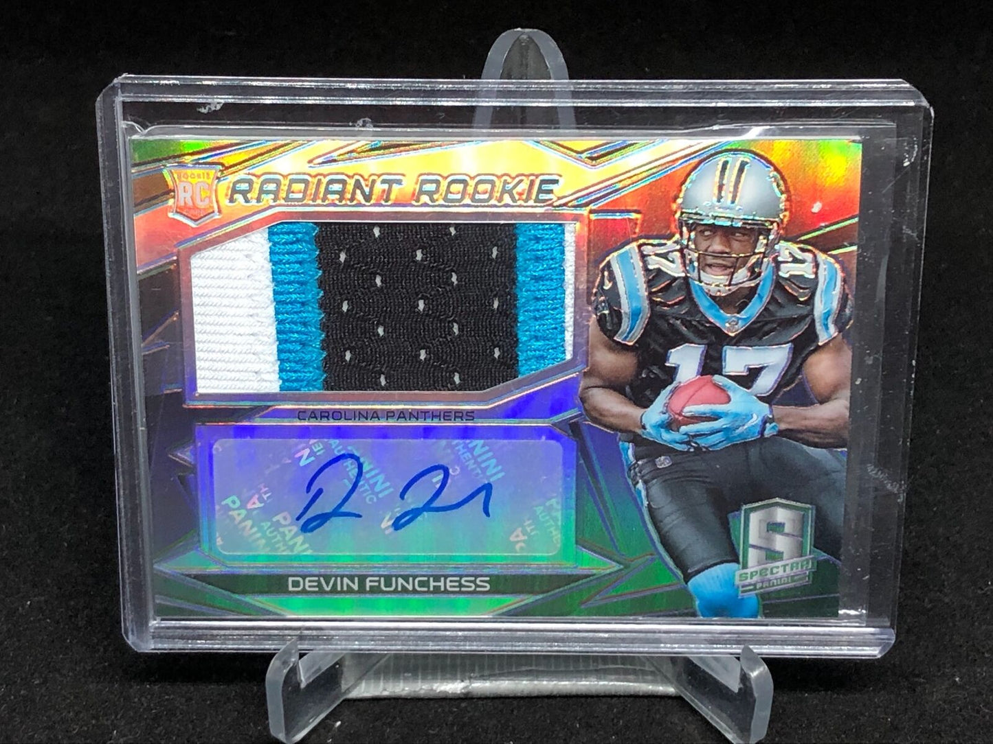 DEVIN FUNCHESS 2015 PANINI SPECTRA RADIANT ROOKIE 3 CLR PATCH AUTO RC #D /49