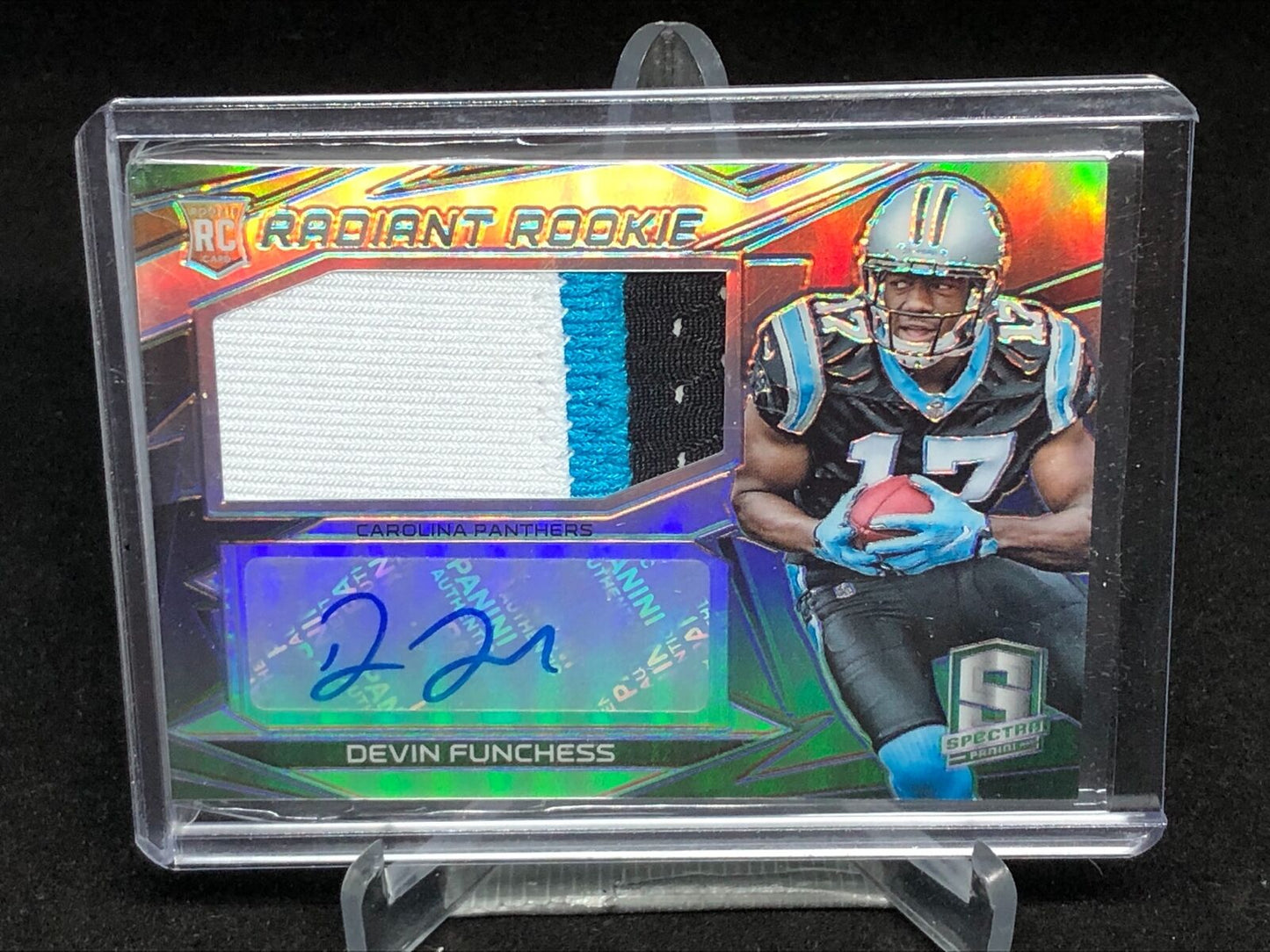 DEVIN FUNCHESS 2015 PANINI SPECTRA RADIANT ROOKIE 3 CLR PATCH AUTO RC #D /49