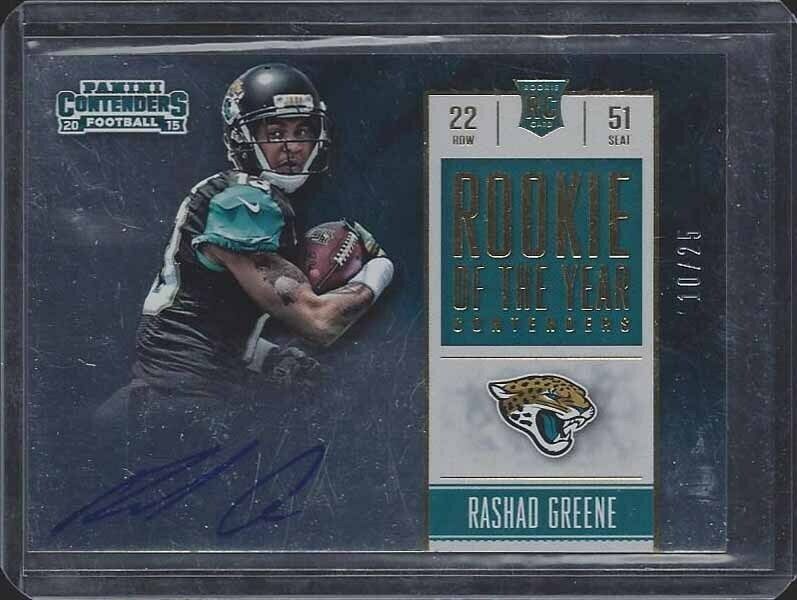 RASHAD GREENE 2015 CONTENDERS ROOKIE OF THE YEAR ROY SILVER ON CARD AUTO RC /25