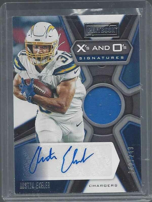 AUSTIN EKELER 2019 PLAYBOOKS X'S AND O'S SIGNATURES JERSEY AUTO #D 42/249