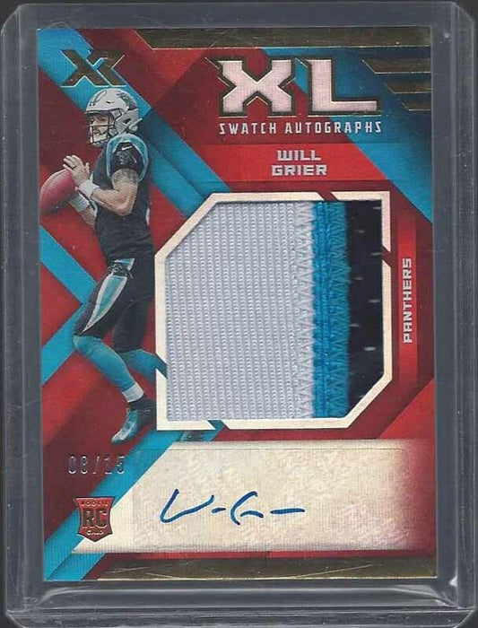 WILL GRIER 2019 PANINI XR XL SWATCH JUMBO 3 COLOR ROOKIE PATCH AUTO RC #D 8/15