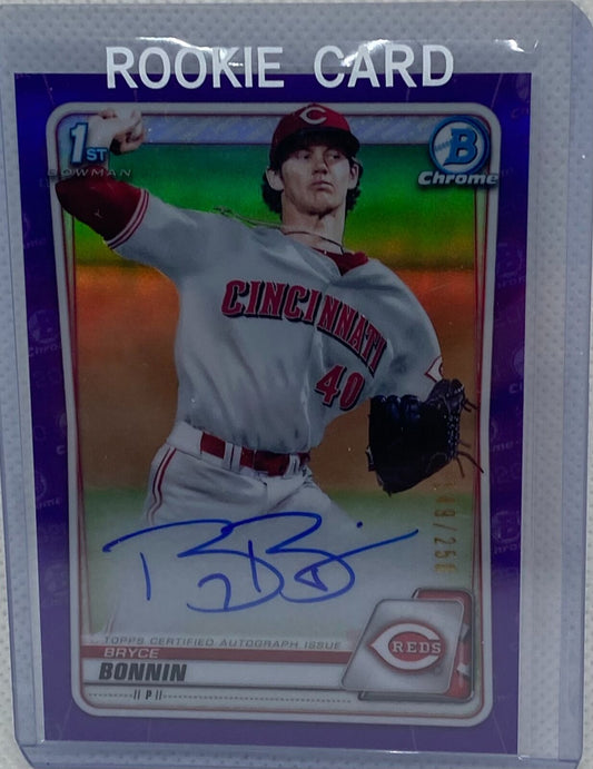 BRYCE BONNIN 2020 1ST BOWMAN CHROME PURPLE REFRACTOR ON CARD AUTO #D 149/250
