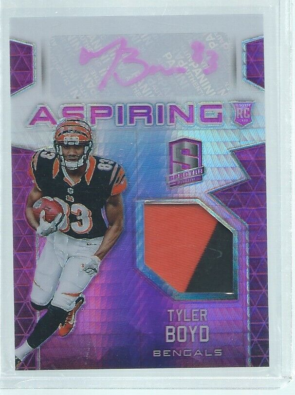 TYLER BOYD 2016 PANINI SPECTRA ASPIRING 2-COLOR PATCH AUTO PINK RC #D 2/10