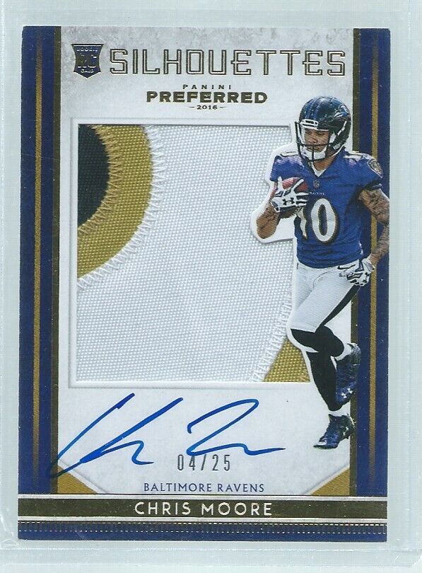 CHRIS MOORE 2016 PREFERRED SILHOUETTE GOLD 3-COLOR PATCH ONCARD AUTO RC #D 4/25