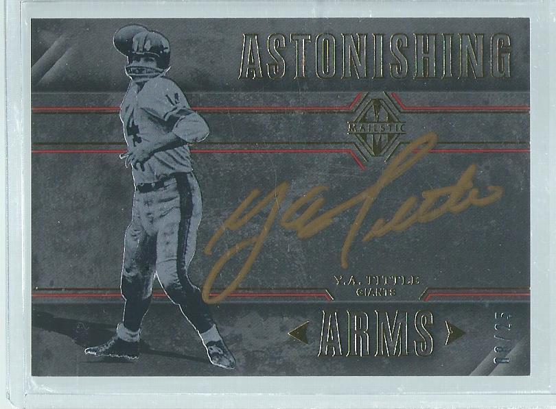 Y.A. TITTLE 2017 PANINI MAJESTIC ASTONISHING ARMS ON CARD AUTO GOLD #D 8/25