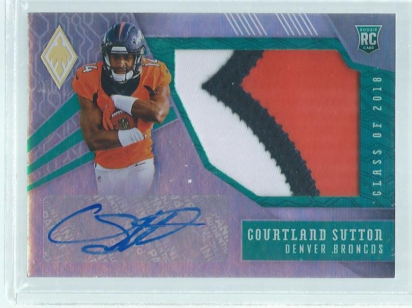 COURTLAND SUTTON 2018 PANINI PHOENIX 3-COLOR PATCH AUTO TEAL RC #D 10/25