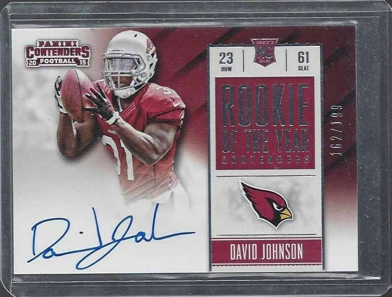 DAVID JOHNSON 2015 CONTENDERS ROOKIE OF THE YEAR ROY ON CARD AUTO RC #D 162/199