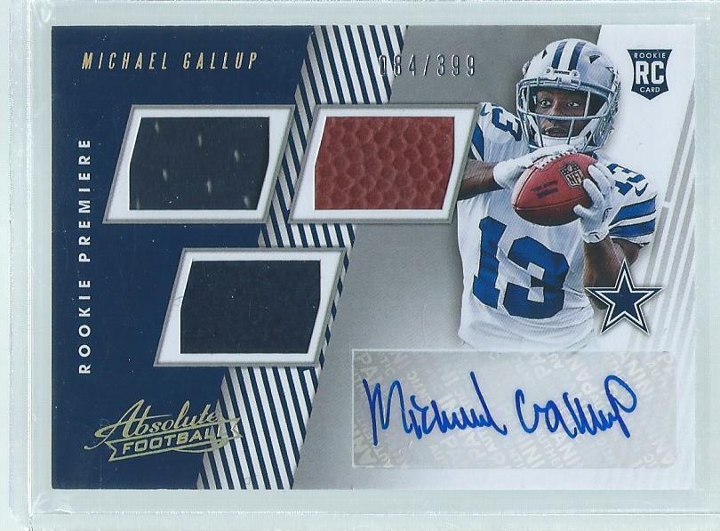 MICHAEL GALLUP 2018 PANINI ABSOLUTE TRIPLE JERSEY AUTO RC #D /399