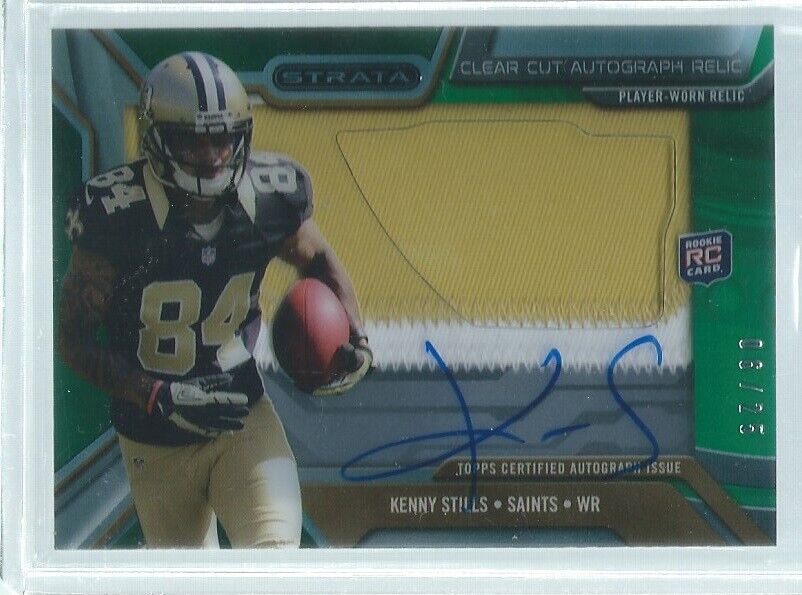 KENNY STILLS 2013 TOPPS STRATA CLEAR CUT GREEN ON CARD AUTO PATCH RC #D 6/25