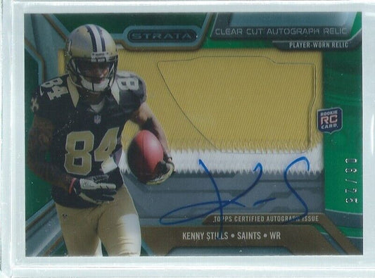 KENNY STILLS 2013 TOPPS STRATA CLEAR CUT GREEN ON CARD AUTO PATCH RC #D 6/25